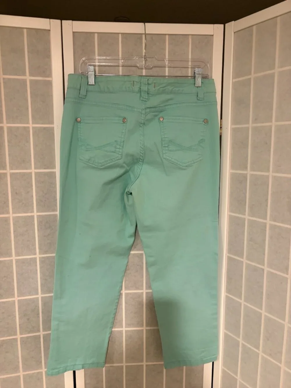 Nine West Vintage America Boho Mint Cropped Jeans Size 12 Stretch Capri Pants - Picture 3 of 4